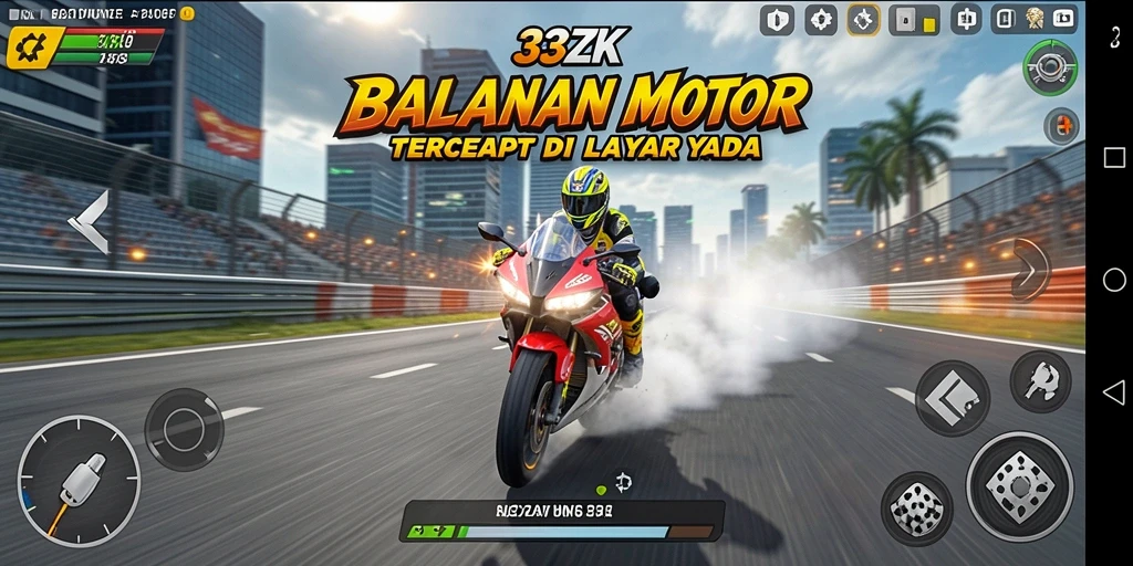 Tampilan gameplay mendebarkan dari balapan motor di 33ZK.