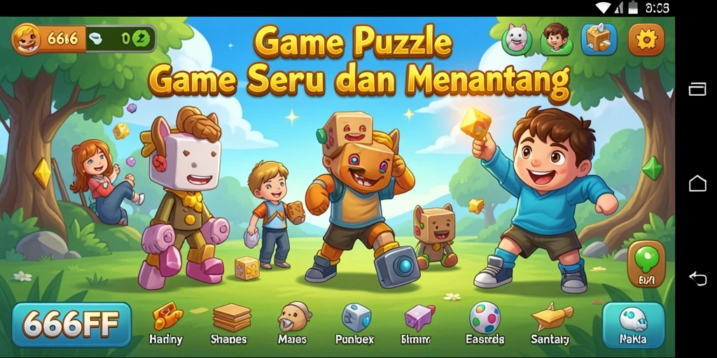 Screenshot gameplay <strong>666FF</strong> menunjukkan berbagai level teka-teki yang menantang.