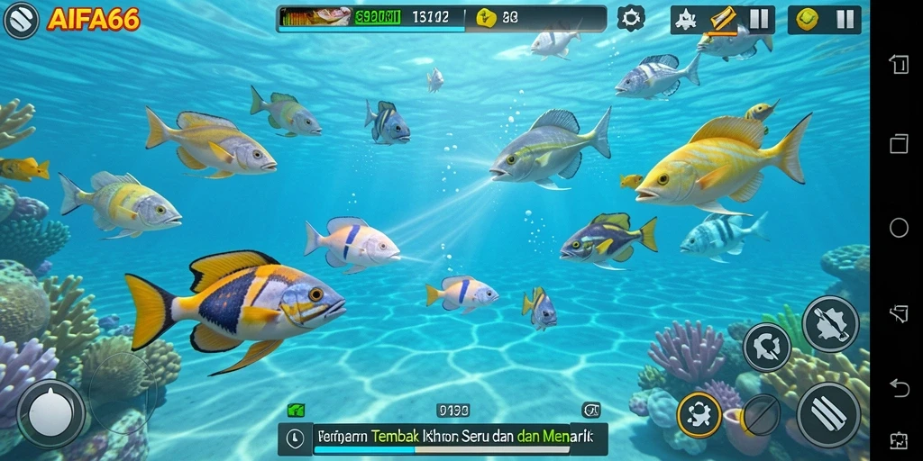 Tampilan gameplay Tembak Ikan yang seru dan penuh warna.