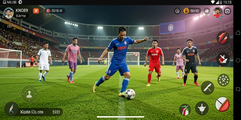 Screenshot KNO89 menunjukkan aksi pertandingan sepak bola yang seru.