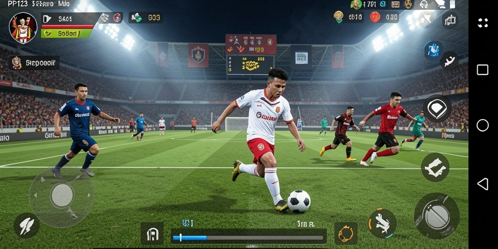 Screenshot PP123 menunjukkan aksi mendebarkan dalam pertandingan sepak bola.