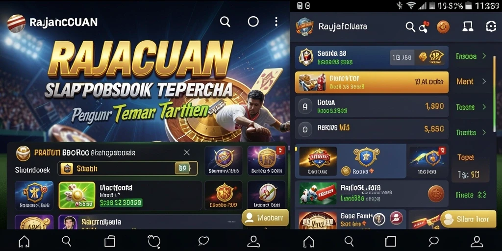 Tampilan menarik dari aplikasi RAJACUAN saat melakukan taruhan olahraga.