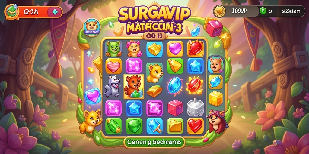 Tampilan menarik dari gameplay SURGAVIP dalam genre Match-3.