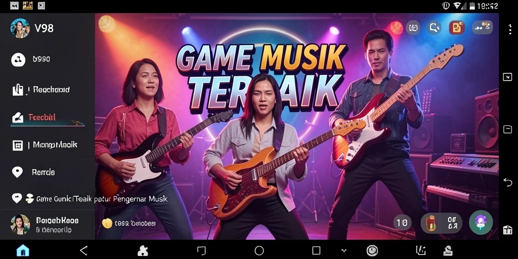 Tampilan gameplay V98 yang penuh warna dan interaktif.